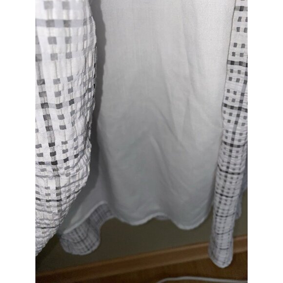English Factory Dress White Gray Plaid Midi Tiered Cottage Lined - Picture 10 of 11